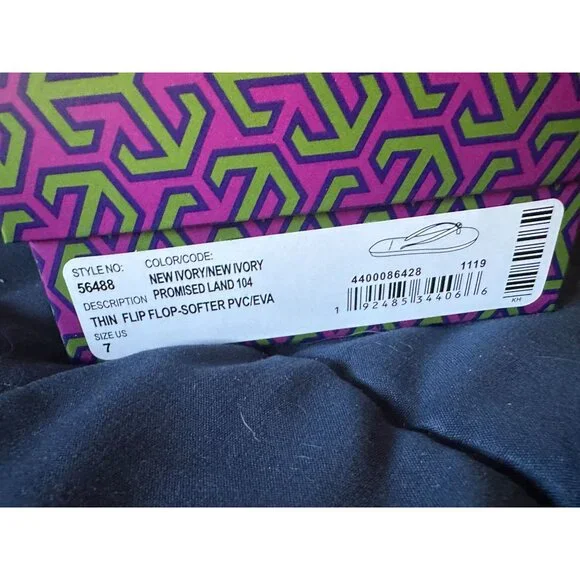 New Tory Burch Flip Flop Softer PVC/EVA Promised Land Gold Shiny Logo Sz 7 - Picture 2 of 5